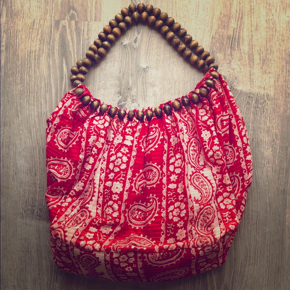 AMC Shoulder Bag, Large Hobo Bag, Beaded Straps